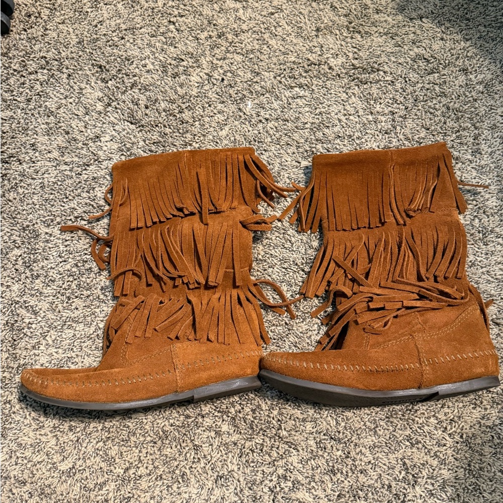 Fringe Minnetonka Suede Boots -